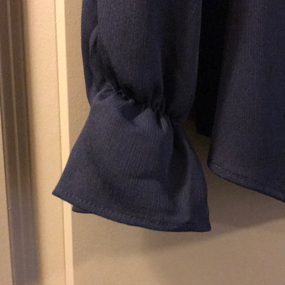 NWOT Navy Ann Taylor ruffle sleeve blouse - Picture 8 of 8